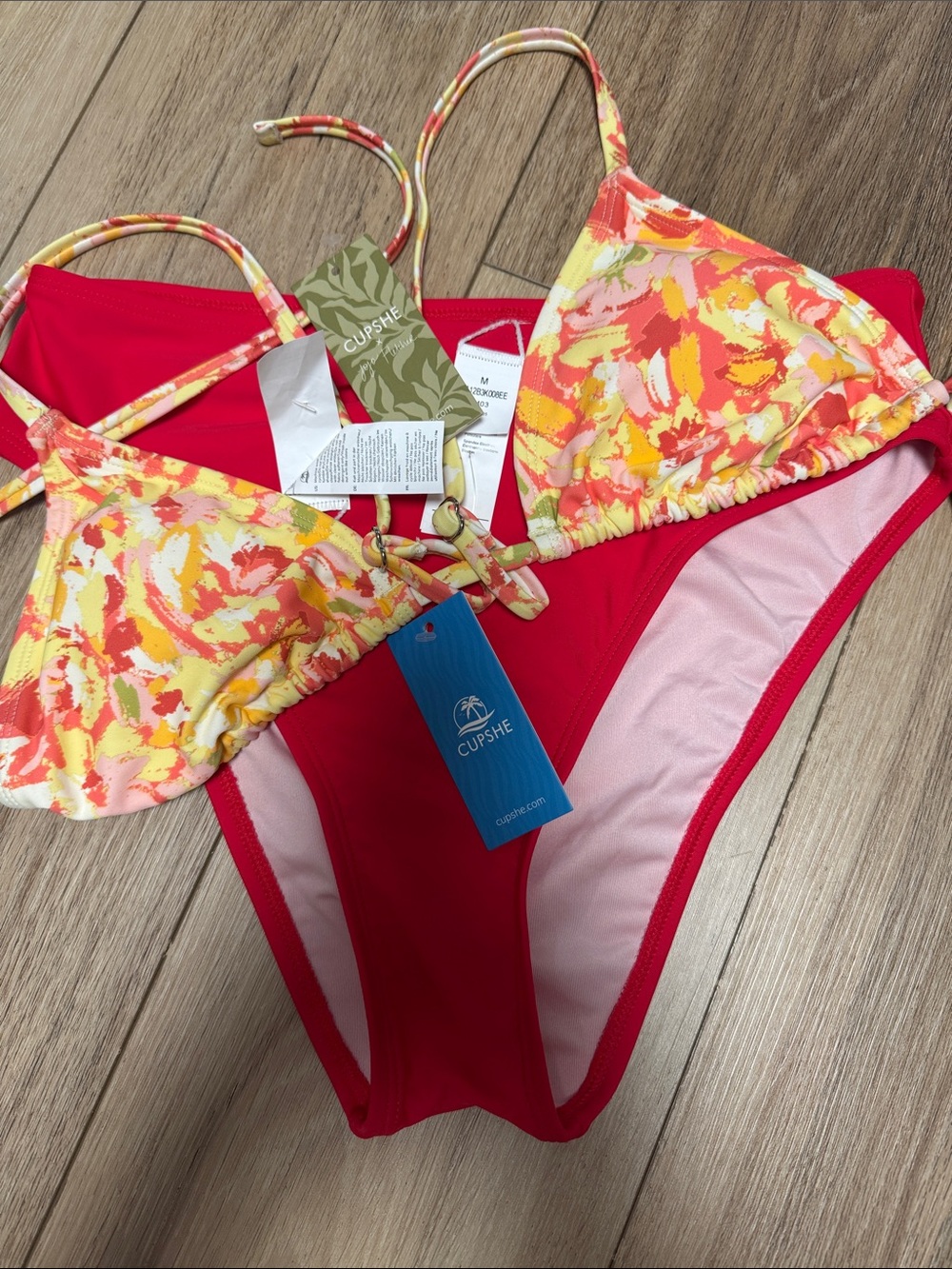 Cupshe NWT M jojo fletcher top Red yellow orange Bikini Bottom set